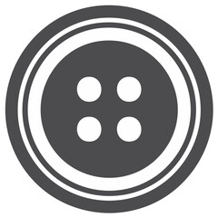 Fototapeta premium Isolated gray sewing button icon featuring a round shape with four center holes and double band border design.