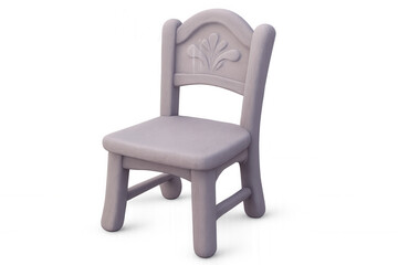 Fototapeta premium Wooden chair featuring intricate floral carving on backrest, rendered in 3d against transparent background