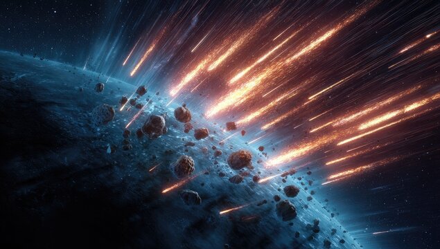 Planet under asteroid barrage