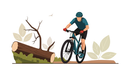 An illustration depicting a mountain biker on a trail, enjoying outdoor sports and cycling activity