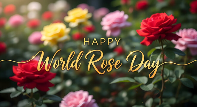 Happy World Rose Day Celebrate with Colorful Roses Garden Blooms and Floral Beauty Gift of Roses 100