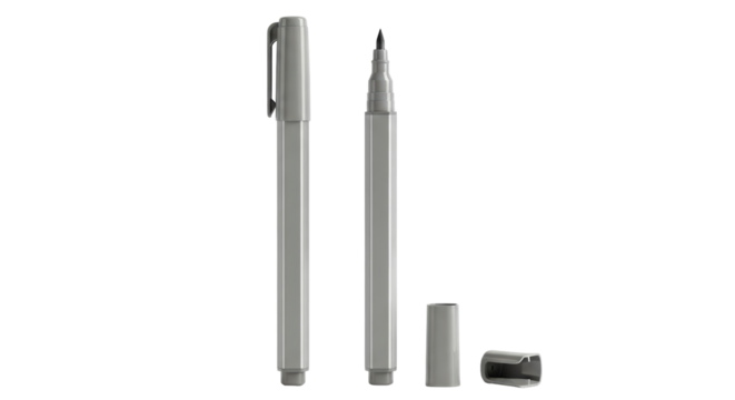Isolated Gray Marker Pens