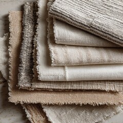 Neutral palette of stitched fabric showcasing eco-friendly cotton