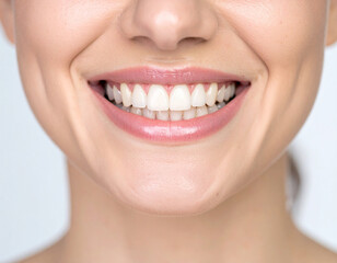 Fototapeta premium Radiant smile with pearly white teeth and glossy pink lips healthy