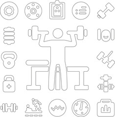 Obraz premium Collection of fitness and health icons for sports and wellness isolated on white background