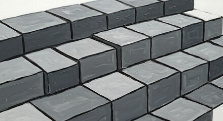 Fototapeta premium グレーの石畳階段イラスト