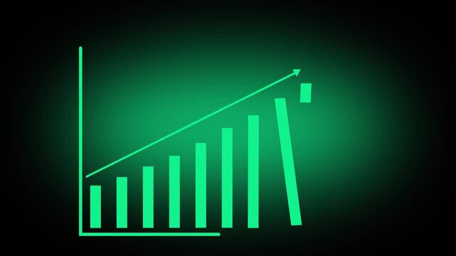 Abstract business graph icon animation background.Business graph chart with growing business concept. Abstract decreasing business graph chart animation background. 4k video.