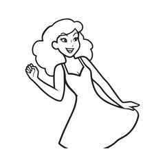 Beautiful Woman Black and White Vector Image Illustration Fashion Girl Portrait Line Art Drawing