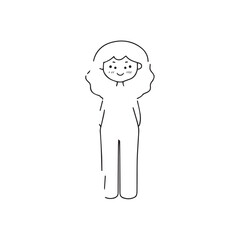 Beautiful Woman Black and White Vector Image Illustration Fashion Girl Portrait Line Art Drawing