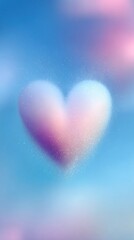 Fototapeta premium Premium Blue Sky Heart Shape with Soft Pastel Gradient and Sparkles Modern Dreamy Minimalism for Millennial Lifestyle Social Media Content