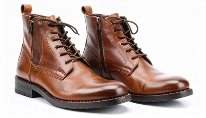 Brown Leather Boots, isolated on white background