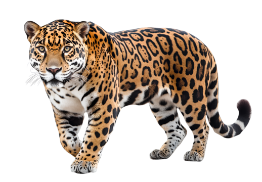  jaguar, a full-body animal illustration with a transparent background, png clipart with a white or blank background, high resolution.