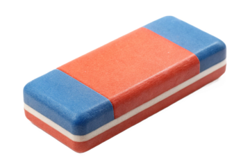 Isolated dual color eraser stationery object for artistic and educational use high quality image transparent background