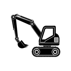 vector silhouette of a mini excavator  articulated