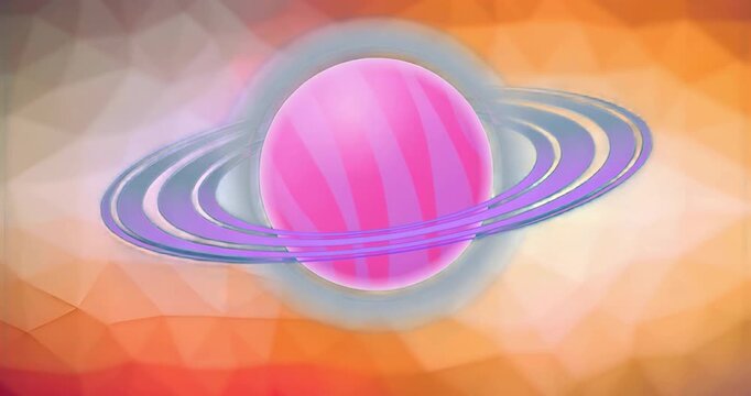 On start pink sphere glowing, purple rings spinning clockwise and pulsing to showcase 3D animation