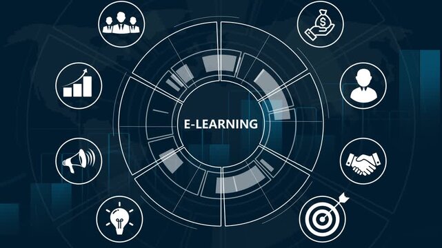 Online education and e-learning concept. representing online education, learning, knowledge sharing, educational tools, training, webinar on internet, digital courses