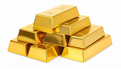 Stack of Gold Bars, isolated on white background 