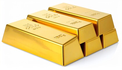 Stack of Gold Bars, isolated on white background 