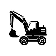 Naklejka premium vector silhouette of a wheeled excavator outrigge
