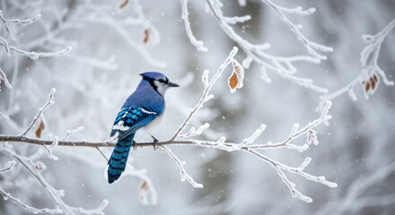 Blue Jay in Snowy Forest A Winter Scene of Beauty