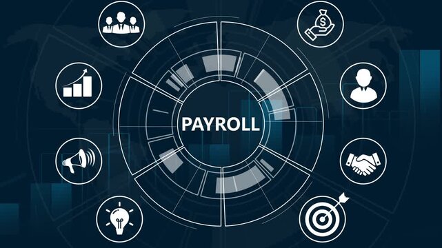 payroll standards quality control assurance warranty business technology concept. Business technology process improvement concept on virtual screen.