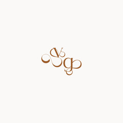 wedding initial concept caligraphic style monogram letter luxury minimalist logo design GV