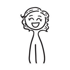 Beautiful Woman Black and White Vector Image Illustration Fashion Girl Portrait Line Art Drawing