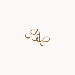 wedding initial concept caligraphic style monogram letter luxury minimalist logo design IZ