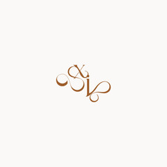 wedding initial concept caligraphic style monogram letter luxury minimalist logo design JX