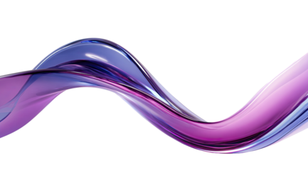 Abstract, fluid, wavy shapes in vibrant purple and blue gradients on a black background