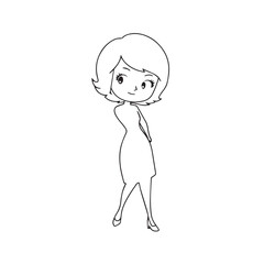 Beautiful Woman Black and White Vector Image Illustration Fashion Girl Portrait Line Art Drawing