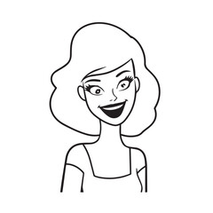 Beautiful Woman Black and White Vector Image Illustration Fashion Girl Portrait Line Art Drawing