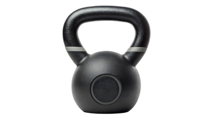 Kettlebell with weight label and rubber base transparent background