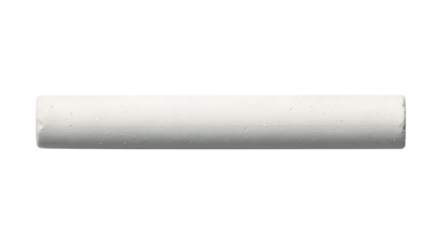 Chalk stick with dust and broken edge transparent background