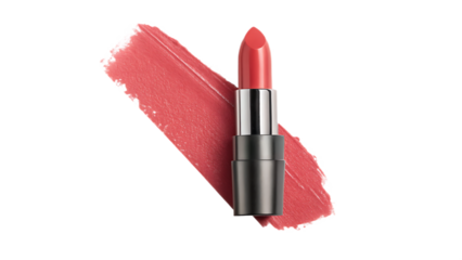 Lipstick tube with color swatch transparent background