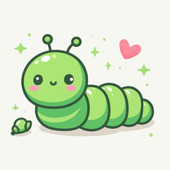 green caterpillar on white background