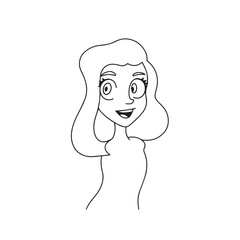 Beautiful Woman Black and White Vector Image Illustration Fashion Girl Portrait Line Art Drawing