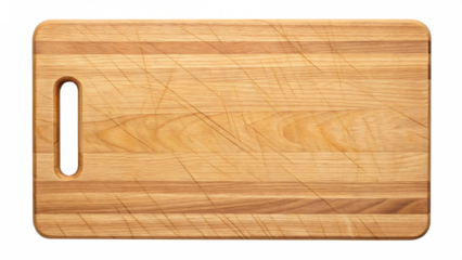 Cutting board with knife marks and wood grain transparent background