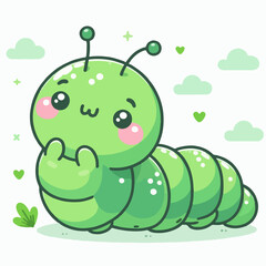 green caterpillar cartoon illustration