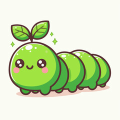 green caterpillar on a white background
