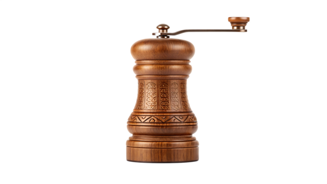 Spice grinder with wood finish transparent background - Powered by Adobe