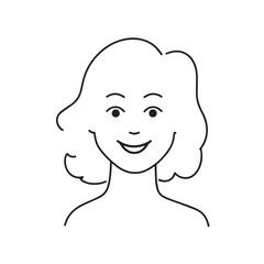 Beautiful Woman Black and White Vector Image Illustration Fashion Girl Portrait Line Art Drawing