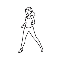 Beautiful Woman Black and White Vector Image Illustration Fashion Girl Portrait Line Art Drawing