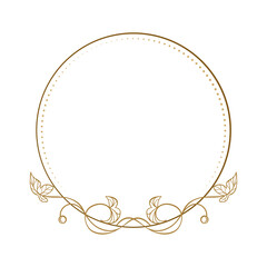 Floral leaf circle frame. Decorative botanical border ornament.