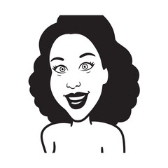 Beautiful Woman Black and White Vector Image Illustration Fashion Girl Portrait Line Art Drawing