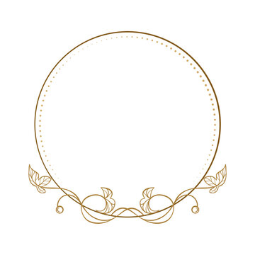 Floral leaf circle frame. Decorative botanical border ornament.