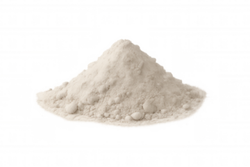 White flour mountain piling up, featuring clean background for culinary design purposes