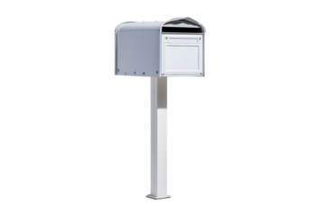 White Mailbox on Post Isolated on Transparent Background