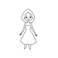 Beautiful Woman Black and White Vector Image Illustration Fashion Girl Portrait Line Art Drawing