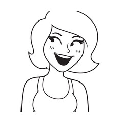 Beautiful Woman Black and White Vector Image Illustration Fashion Girl Portrait Line Art Drawing